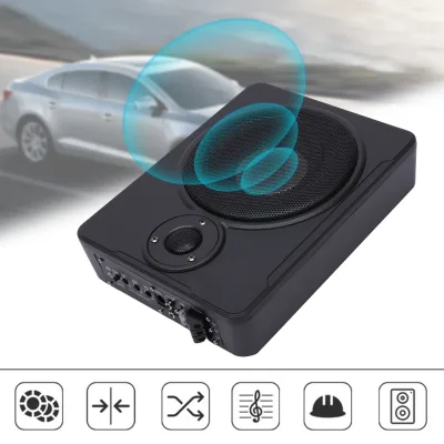 8 Inch 600W Ultra Thin Car Subwoofer Active Under Seat Car Active Subwoofer Bass + Slim Metal Cover 12V