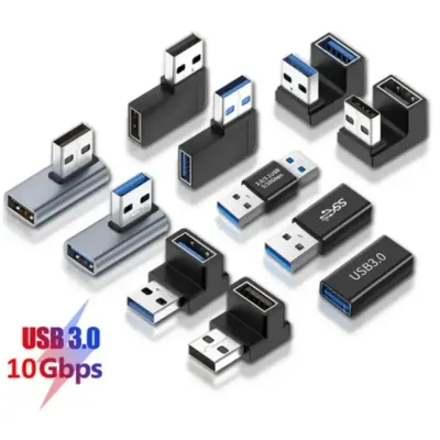 90 Degree Right Angle USB 3.0 Extension Adapter Upward Elbow USB Connector For PC Male to Female Extension Plug Converte image 1