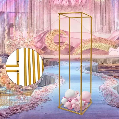 Gold Metal Column Flower Stand Wedding Backdrop Stand Flower Arrangement Plant Shelf For Wedding Party Dinner Decor 180c image 1