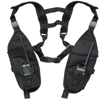 Walkie Talkie Chest Harness Radio Shoulder Harness Holster Chest Holder Universal Vest Rig Nylon Two-Way Radio Cases Wal