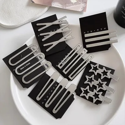 Y2K Silver Metal Star Duckbill Bangs Clip Set of 3