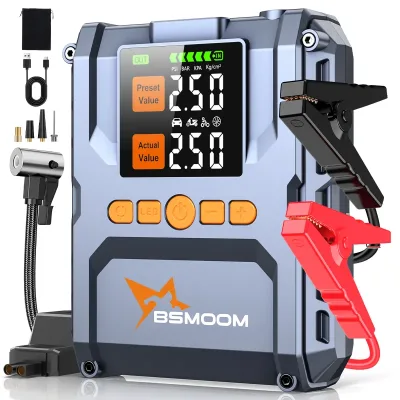 1500A peak Jump Starter Power Bank with 150PSI Air Compressor, Booster Type Car Starting Power Supply, with Large LCD Di