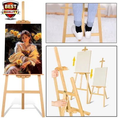 1.5M/1.75m Studio Easel Wooden A-Frame Folding Pine Wood Artist Craft Adjustable Display Exhibition for Wedding Painting