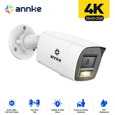 Annke 8MP 4K HD IP Security Camera Poe Dual Light Audio Fixed Bulle...
