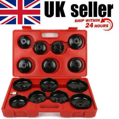 16pcs Oil Filter Wrench Set Cup Type Removal Tool Socket Kit 1/2" 3...