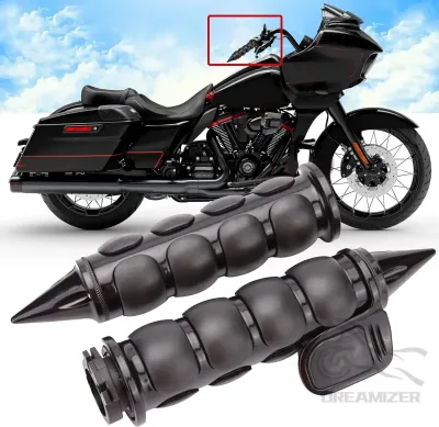 1" or 7/8'' 4-Ring Air Cushioned Hand Grips W/ Throttle For Harley Honda Kawasaki Suzuki Yamaha Bikes Cruiser Chopper Cu