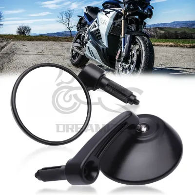 Motorcycle Round Big 7/8" Handle Bar End Rearview Side Mirrors for Honda Kawasaki Suzuki Yamaha Scooter image 1
