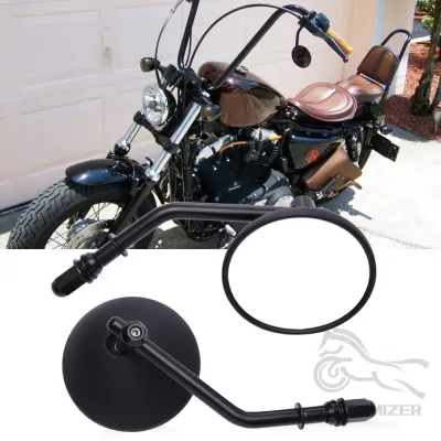 8MM 10MM Rearview Side Mirrors Round Black Chrome Motorcycle Side Mirrors for Harley Sportster 883 1200 Road King Mirror
