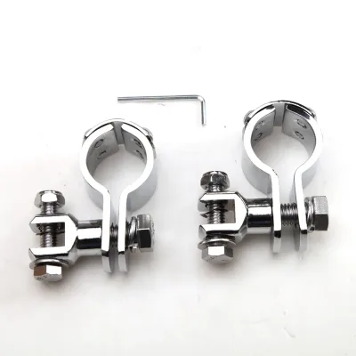 Chrome  U-type 7/8" Chrome 3 Piece Motorcycle  Footpeg Frame Clamp Exhaust Foot Pegs Lights Speakers Mount Highway Bar U