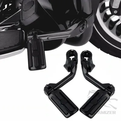 Motorcycle Foot Pegs Long Angled Highway Pedals Footrest 32mm 1-1/4" Footrest Mount Kits For Harley