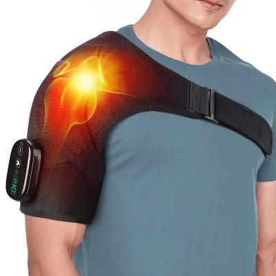 Electric Heating Shoulder Massager Brace Joint Vibration Arthritis Pain Relief LED Smart Controller Adjustable Support B