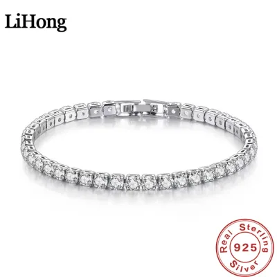 Lihong S925 Sterling Silver Bracelet Zirconia Tennis Ball Women Fashion Simple Engagement Wedding Charm Jewelry 4mm 16-2 image 1