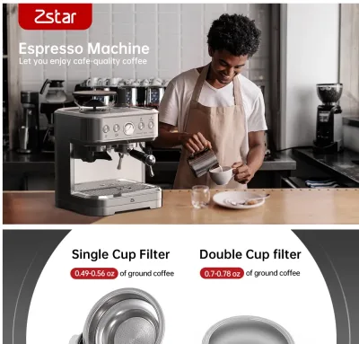 Espresso Machine with Milk Frother and Grinder, 15 Bar Automatic Espresso Coffee Machine All In One Coffee Maker with It image 1