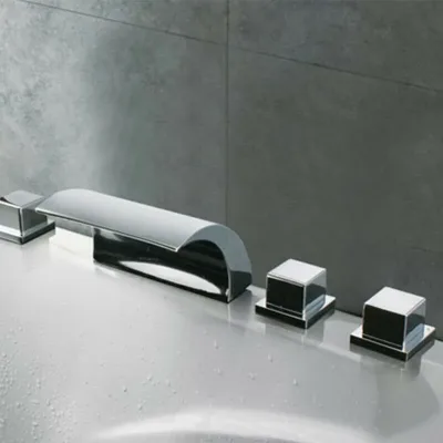 Waterfall Faucets Kitchen Bathroom Sink Faucets Stylish Shower Tap with 5-Hole Chrome-Plated Brass Shower Head image 1