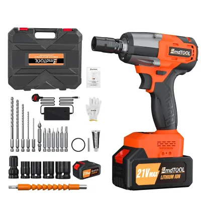 EMDTOOL Cordless Impact Wrench, 1/2 inch Driver Brushless Impact Gun, Variable Speed 3200rpm & Max Torque 1500Nm,4 Socke image 1