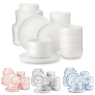 MALACASA 18/36-Piece Ceramic Plate Porcelain Dinnerware Set with 6/12 Pcs Dinner/Dessert Plates,Bowl Tableware Set for 6 image 1