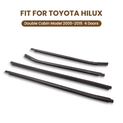 4x Outside Window Door Window Seal Strips for Toyota HILUX Double Cab 2005-2015 for SR5/VIGO/MK6 PICKUP 06-15 DOUBLE CAB image 1