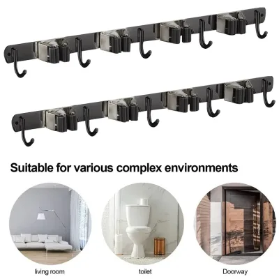 2X Wall Mounted Mop Brush Broom Organizer Hanger Holder Storage Rack Hanger Hook image 1