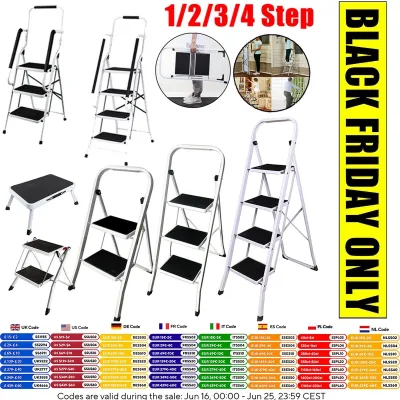 Folding Steel Step Ladder Heavy Duty Stool image 1