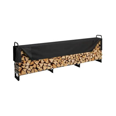 Succebuy 12.7FT Outdoor Firewood Rack With Cover Heavy Duty Firewoo...
