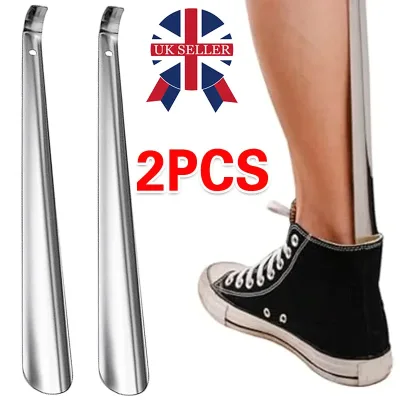52cm Long Handled Stainless Steel Shoe Horn — 2 Pack