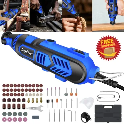 DayPlus 135W Power Electric Rotary Tool With 80pcs Accessories Mini Rotary Multi-Tool Kit,6 Variable Speed Electric Grin image 1