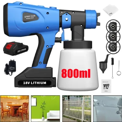 DayPlus Cordless Paint Spray Gun 1000ml 3 Patterns Fence Paint Sprayer Powerful Electric HVLP Spray Gun for Painting Cei