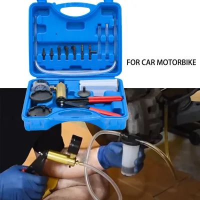 Multifunctional Hand Held Brake Bleeder Tester Vacuum Pump Pressure Gauge Hose Connector Kit Adapter Hand Tool For Car M