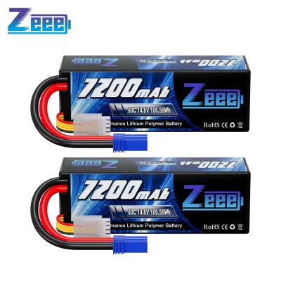 Zeee Lipo Battery 4S 7200mAh 14.8V 80C With EC5 Plug Hardcase for R...