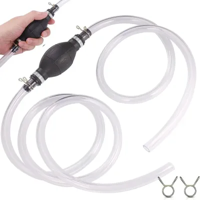 GEARZAAR Hand Siphon Pump Petrol Diesel Water Oil Liquid Fuel Transfer Easy Use Tool 2M image 1