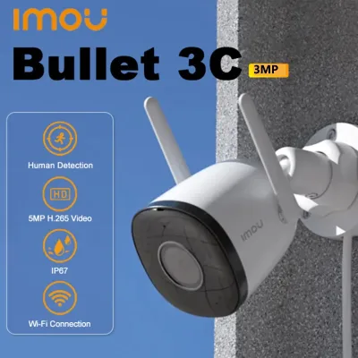 IMOU Bullet 3C 3MP 2. 8MM Wifi IP Camera Automatic Tracking AI Human Detection Surveillance Security Protection Weatherp image 1
