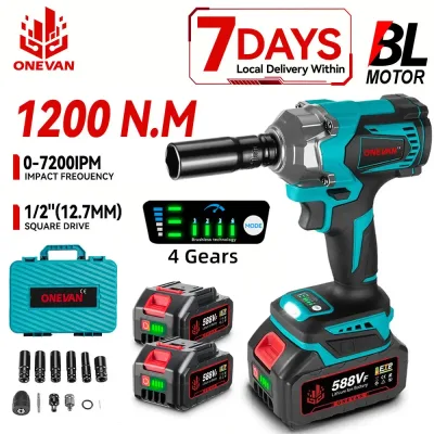 ONEVAN 1200N.M Brushless Electric Impact Wrench 3 Funtion 1/2" Cordless Portable Screwdriver Drill Tools For Makita Batt