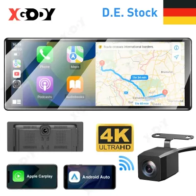 Xgody 11.3" Wireless CarPlay & Android Auto Dash Cam ADAS 4K DVR Bl...