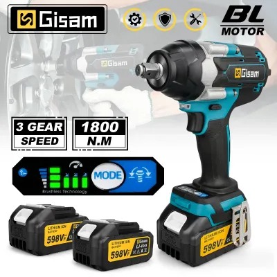 1800Nm Brushless Impact Wrench 1/2-Inch Cordless for Makita 18V Battery