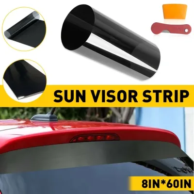 Car Sun Visor Strip Windshield Banner Vinyl Decal Black UV Shade