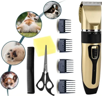 Cordless Dog Grooming Clippers Rechargeable Pet Hair Trimmer Kit 4 Combs