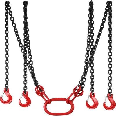 SucceBuy 5-Tonne G80 Lifting Chain Sling 4-Leg with Hooks 1.5–4m