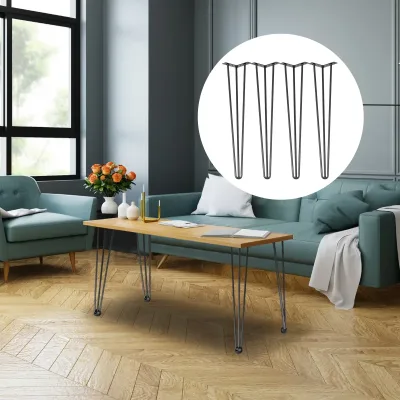 Succebuy 4Pcs Metal Table Legs 16-40 Inch 3-Rod Hairpin Furniture L...