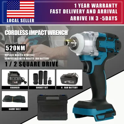MAGNITT 520NM Brushless Cordless Electric Impact Wrench 1/2 inch Power Tools Compatible Makita 18V Battery Wrench with T