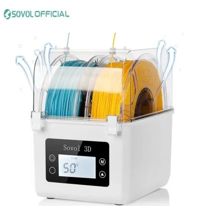 Sovol 2 Rolls Filament Dehydrator Spool Holder Filaments Dry Box for 1.75mm, 2.85mm ABS PLA PETG TPU FDM Material 3D Pri