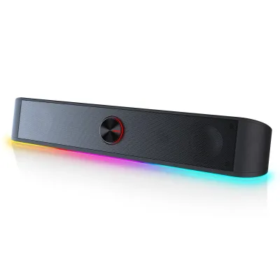 Redragon GS560 Adiemus RGB USB Desktop Soundbar, 2.0 Channel Computer Speaker with Dynamic Lighting Bar Audio-Light Sync