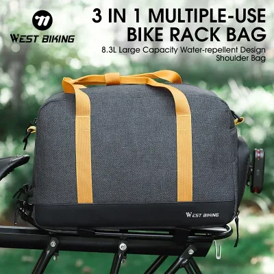 West BIKING 8.3L Bike Trunk Bag Large Capacity MTB Road Electric Bi...