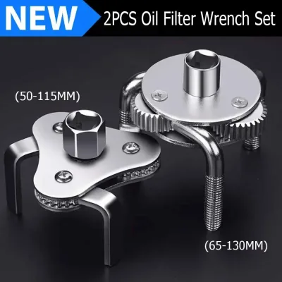 Universal 2Pcs Oil Filter Wrench Set Adjustable 2 Way 3 Leg Oil & F...