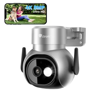 Ctronics Real 4K 8MP Outdoor WiFi 5Ghz Surveillance Camera Human Animal Car Auto Tracking 360 Color Night Vision Two-Way image 1