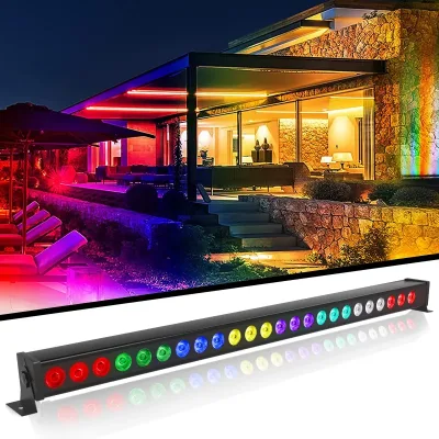 60W RGB 24PCS LEDs Wall Washer Light Stage Effect Lighting with Remote Control DMX 512 Sound Control for DJ Concert Part image 1