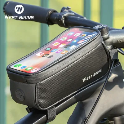 WEST BIKING Waterproof Bicycle Front Frame Bag Touch Screen 7 Inch Phone Holder Cycling Top Tube Bag Road Bike MTB Acces