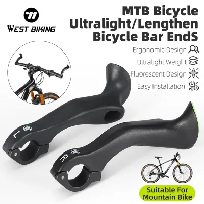 WEST BIKING MTB Bicycle Bar ends Ergonomic Design Mountain Bike Handlebar 22.2mm Nylon Inner Handle Bar Grips MTB Cover  image 1