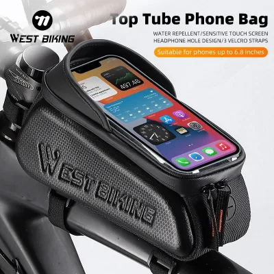West BIKING Bicycle Bag Top Front Tube Frame MTB Road Bike Bag 6.8 ...