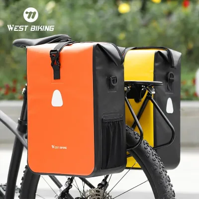 West BIKING Bicycle Rear Side Bag Fully Waterproof PVC Pannier Expa...