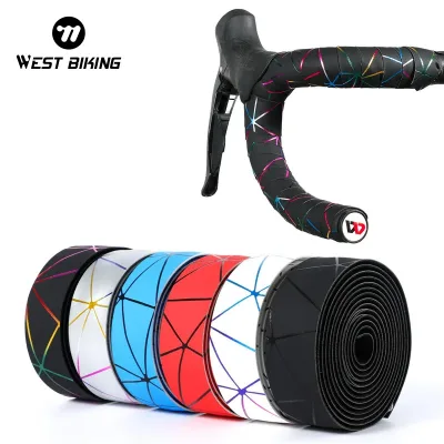 WEST BIKING Bike Handlebar Tape Anti-slip Silica Gel EVA Shock Absorption Handle Bar Tape Road Bicycle Cycling Wrap End 